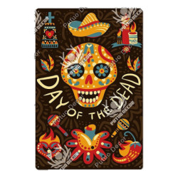Plaque métal avec crâne mexicain jour des morts - nombreux modèles !