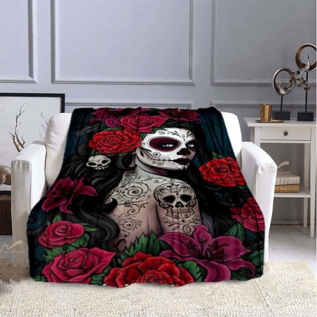 Plaid tête de mort Santa Muerte - 9 modèles au choix !