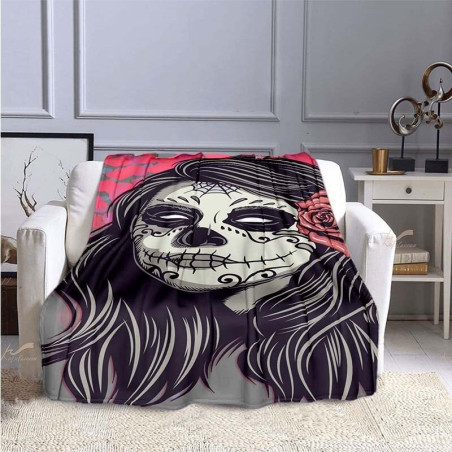 Plaid tête de mort Santa Muerte - 9 modèles au choix !