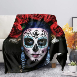 Plaid tête de mort Santa Muerte colorés et design Dia de los Muertos