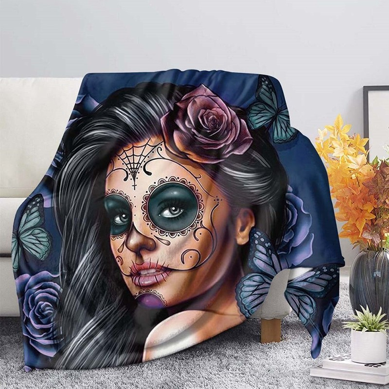 Plaid tête de mort Santa Muerte colorés et design Dia de los Muertos