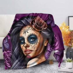 Plaid tête de mort Santa Muerte colorés et design Dia de los Muertos