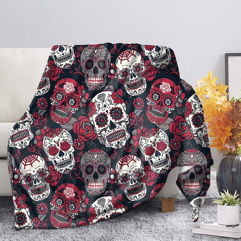 Plaid tête de mort Santa Muerte colorés et design Dia de los Muertos