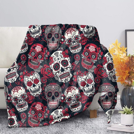 Plaid tête de mort Santa Muerte colorés et design Dia de los Muertos