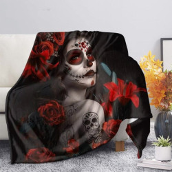 Plaid tête de mort Santa Muerte colorés et design Dia de los Muertos
