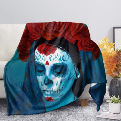 Plaid tête de mort Santa Muerte colorés et design Dia de los Muertos