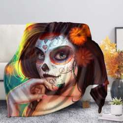 Plaid tête de mort Santa Muerte colorés et design Dia de los Muertos