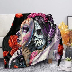 Plaid tête de mort Santa Muerte colorés et design Dia de los Muertos