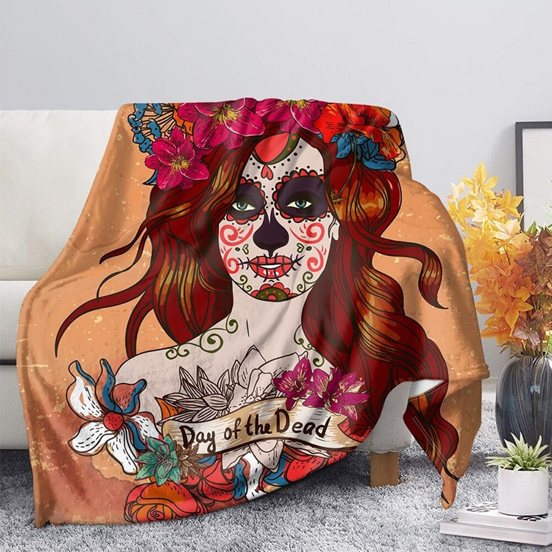 Plaid tête de mort Santa Muerte colorés et design Dia de los Muertos