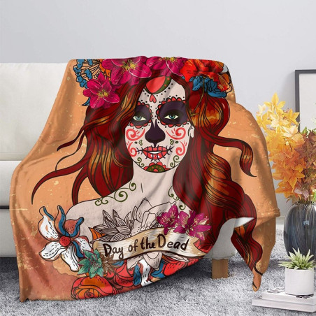 Plaid tête de mort Santa Muerte colorés et design Dia de los Muertos