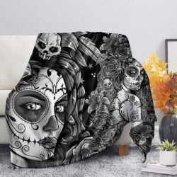 Plaid tête de mort Santa Muerte colorés et design Dia de los Muertos