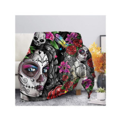 Plaid tête de mort Santa Muerte colorés et design Dia de los Muertos