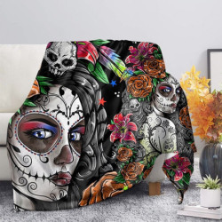 Plaid tête de mort Santa Muerte colorés et design Dia de los Muertos