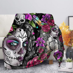 Plaid tête de mort Santa Muerte colorés et design Dia de los Muertos