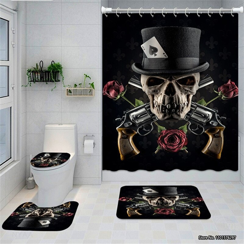 Rideau de douche tête de mort Crâne 10 modèles pour salle de bain !