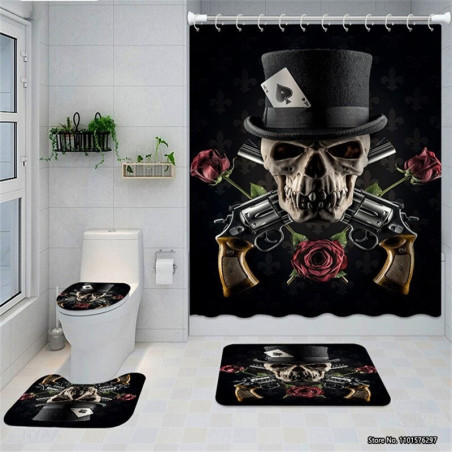 Rideau de douche tête de mort Crâne 10 modèles pour salle de bain !