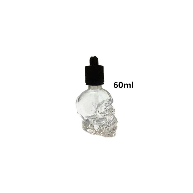 Compte-gouttes en verre  forme de crâne tête de mort 30, 60 ou 120 ml