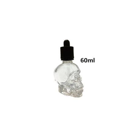 Compte-gouttes en verre  forme de crâne tête de mort 30, 60 ou 120 ml