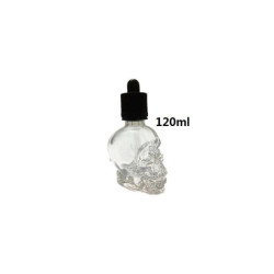 Compte-gouttes en verre  forme de crâne tête de mort 30, 60 ou 120 ml