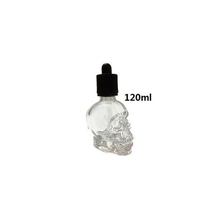 Compte-gouttes en verre  forme de crâne tête de mort 30, 60 ou 120 ml