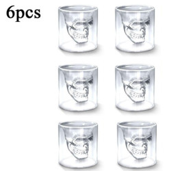 Lots de 4 à 30 tasses transparentes avec tête de mort - 25ml