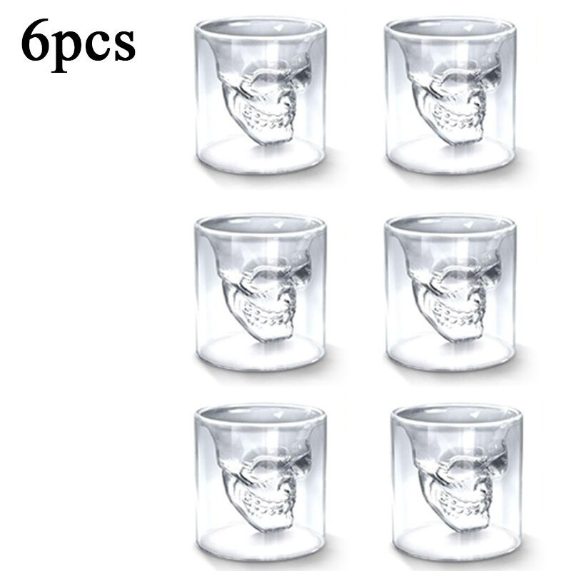 Lots de 4 à 30 tasses transparentes avec tête de mort - 25ml