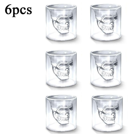 Lots de 4 à 30 tasses transparentes avec tête de mort - 25ml