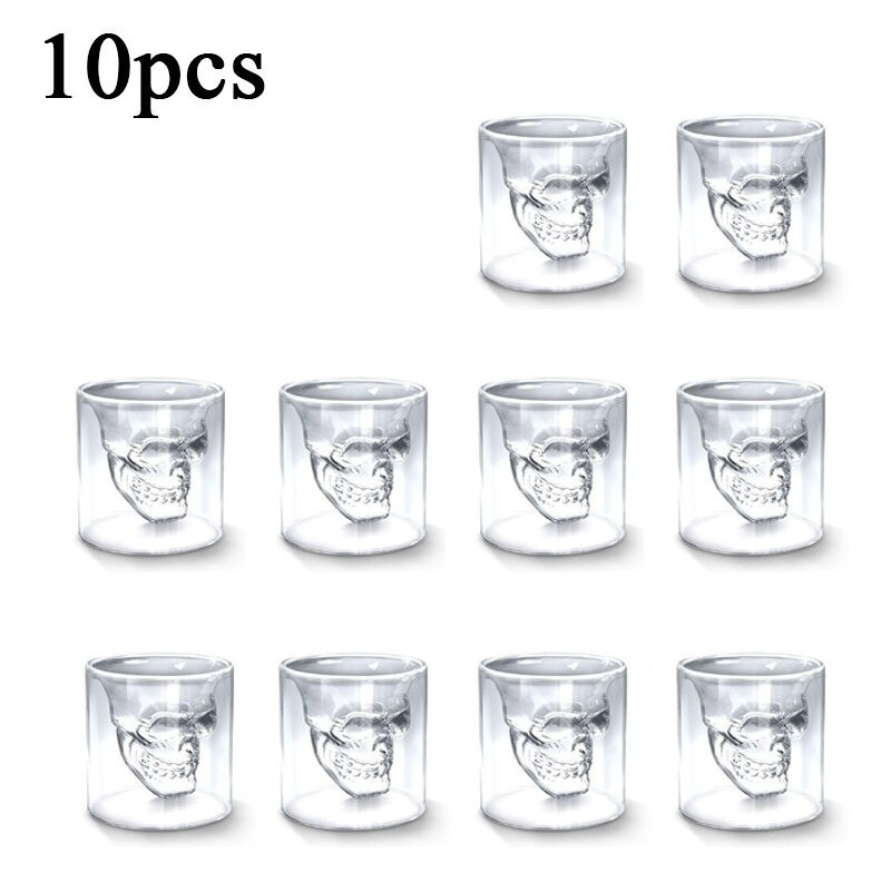 Lots de 4 à 30 tasses transparentes avec tête de mort - 25ml