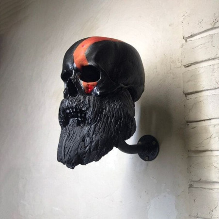 Support Casque Moto En Forme De Tête De Mort - Porte-Casque Mural Résine - Pour Casque, Chapeau, Sac - Déco Style Rock