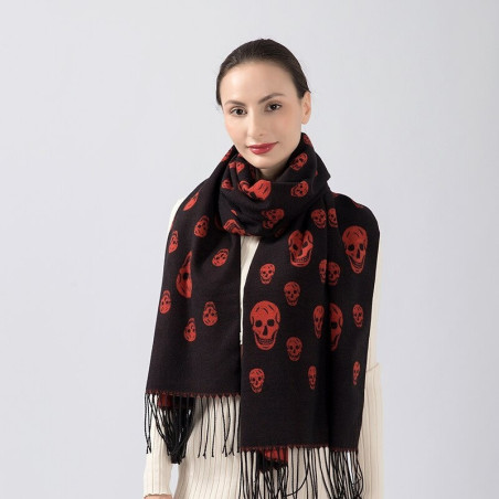 Écharpe mode avec motifs Tête de mort en cachemire pour femme