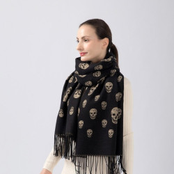 Écharpe mode avec motifs Tête de mort en cachemire pour femme