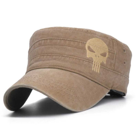 Casquette tête de mort militaire beige sable