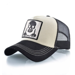 Casquette tête de mort avec doigt d'honneur - modèle beige