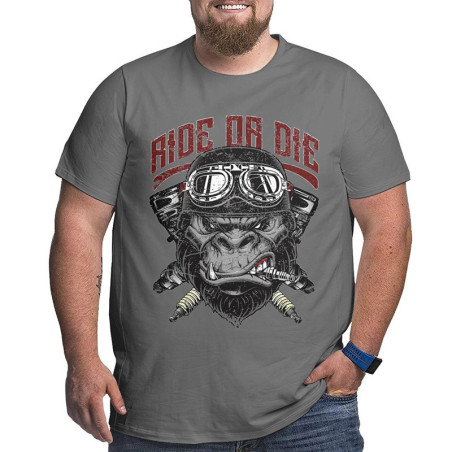 T-Shirt Biker Motard Ride Or Die - Grande taille 4XL 5XL 6XL