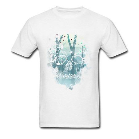 T-shirt motif Tête de mort 3D Gothique et corbeaux