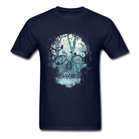 T-shirt motif Tête de mort 3D Gothique et corbeaux