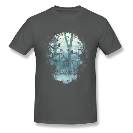 T-shirt motif Tête de mort 3D Gothique et corbeaux