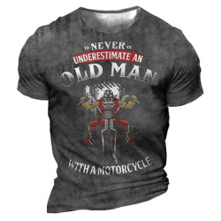 T-shirt Tête de mort Biker "Ne Jamais sous-estimer un vieux motard" !