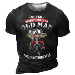 T-shirt Tête de mort Biker "Ne Jamais sous-estimer un vieux motard" !