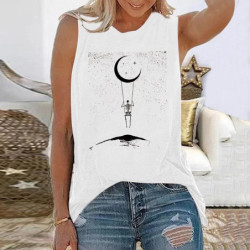 T-shirt Tête de mort squelette balancoire lune pour femmes !
