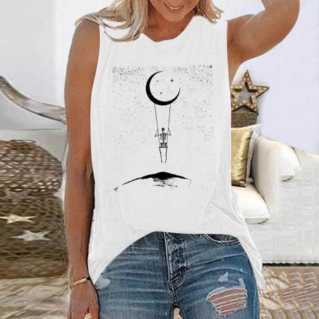 T-shirt Tête de mort squelette balancoire lune pour femmes !