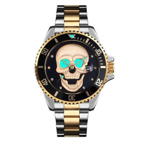 Montre à Quartz Tête de mort Crâne en acier inoxydable !