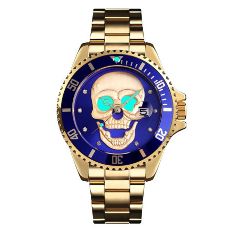 Montre à Quartz Tête de mort Crâne en acier inoxydable !