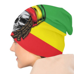 Bonnet tête de mort avec motif crâne Réggae au couleurs Rasta vue côté gauche