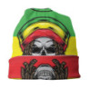 Bonnet tête de mort avec motif crâne Réggae au couleurs Rasta plié