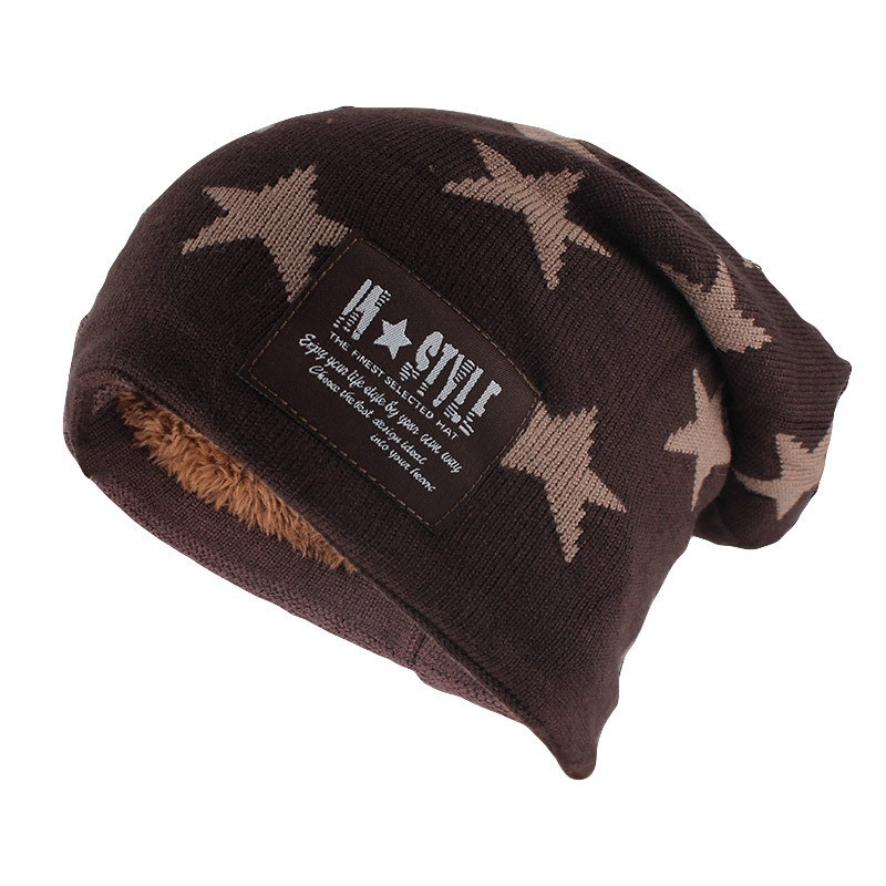 Bonnet doublé étoiles noir