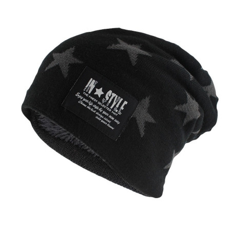 Bonnet doublé étoiles noir