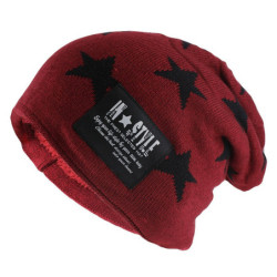 Bonnet doublé étoiles noir