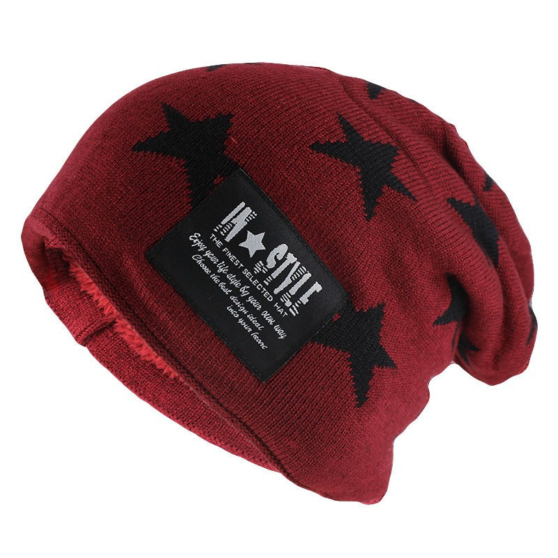 Bonnet doublé étoiles noir