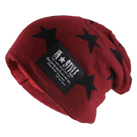 Bonnet doublé étoiles noir